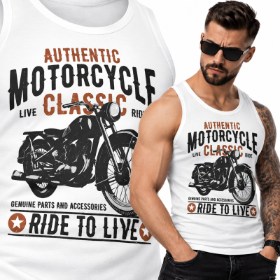 TANK TOP ŚMIESZNY MOTORYZACYJNE RIDE TO LIVE